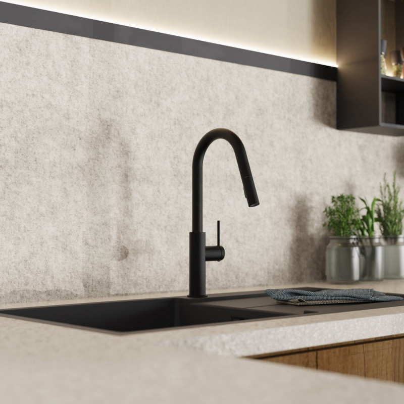 Rana Curve kitchen faucet in matte black | Wasserwerk