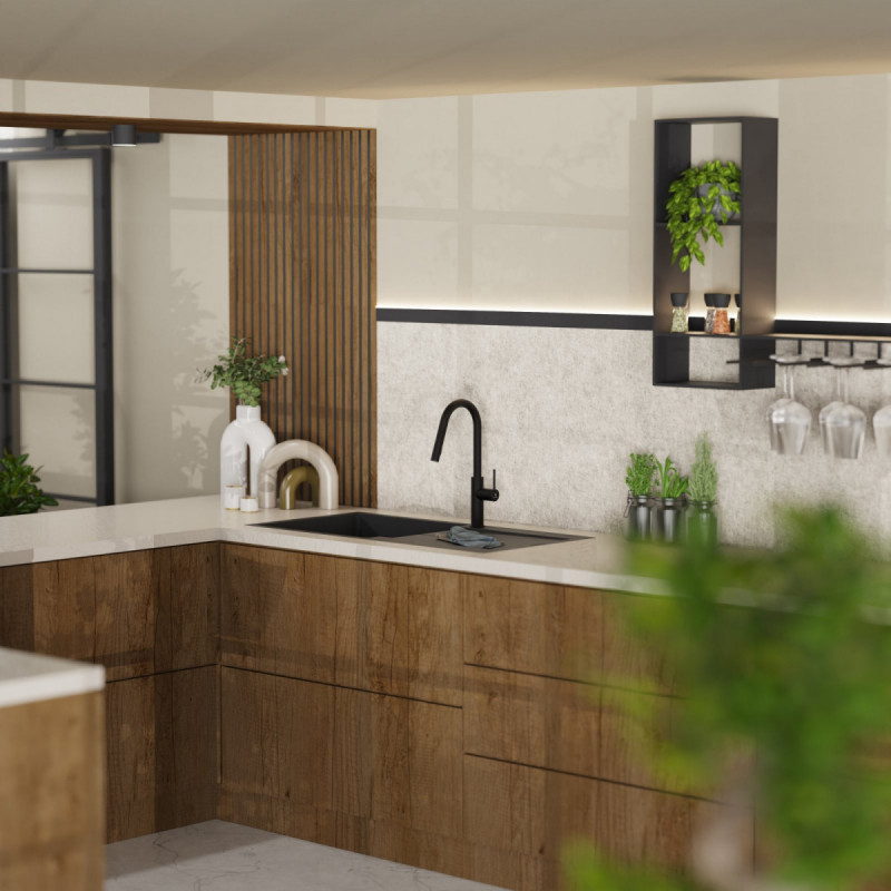 Rana Curve kitchen faucet in matte black | Wasserwerk