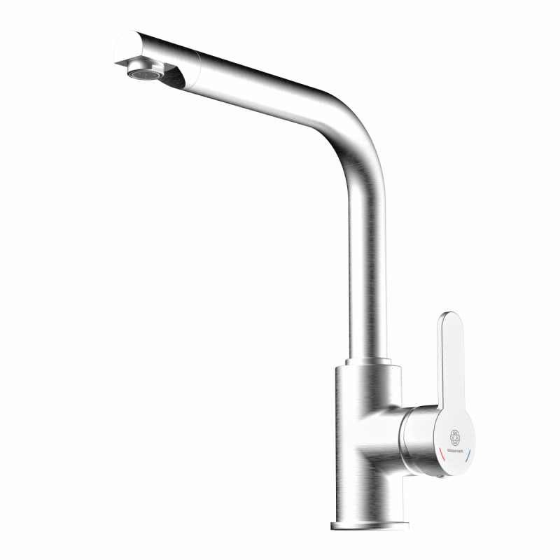 Felis Straight, Kitchen faucet with straight spout in brushed nickel