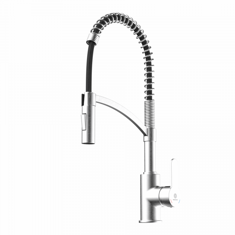 Felis Semi-Pro, Kitchen faucet semi-pro with spiral pull-down spring in brushed nickel