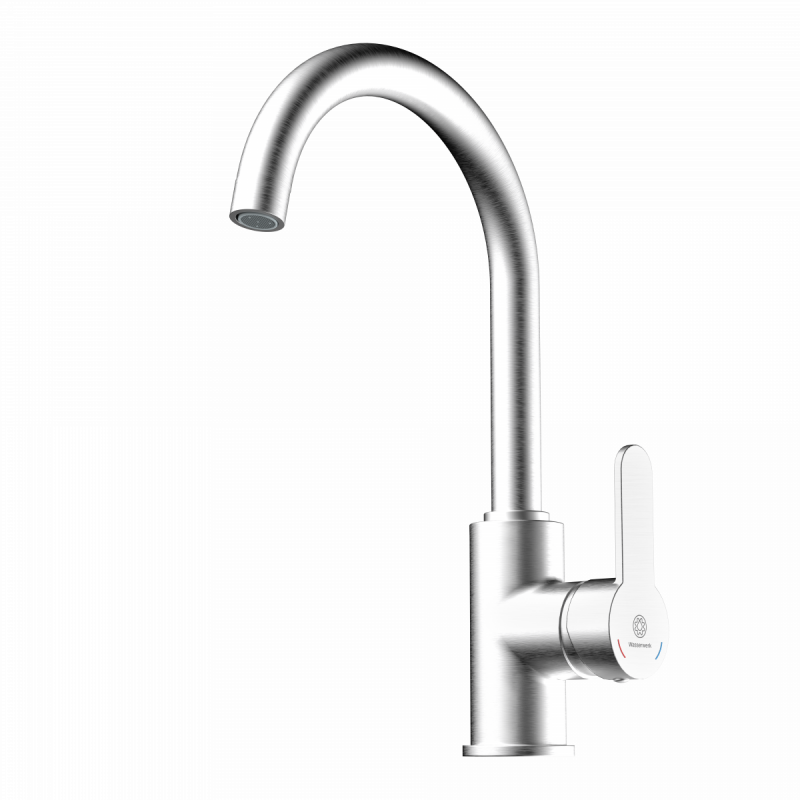 Felis Bar, Kitchen faucet with arched spout in brushed nickel