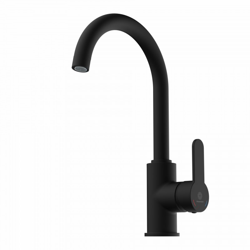 Felis Bar, Kitchen faucet with arched spout in matte black