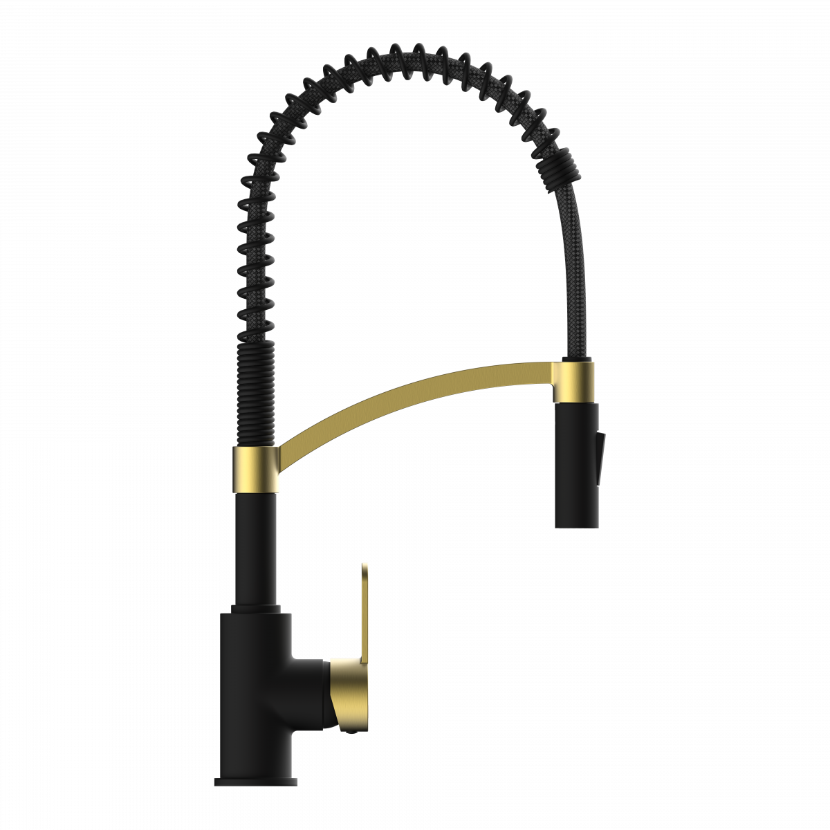 Felis Semi-Pro, Kitchen faucet semi-pro with pull-down spiral spring in matte black and brushed gold