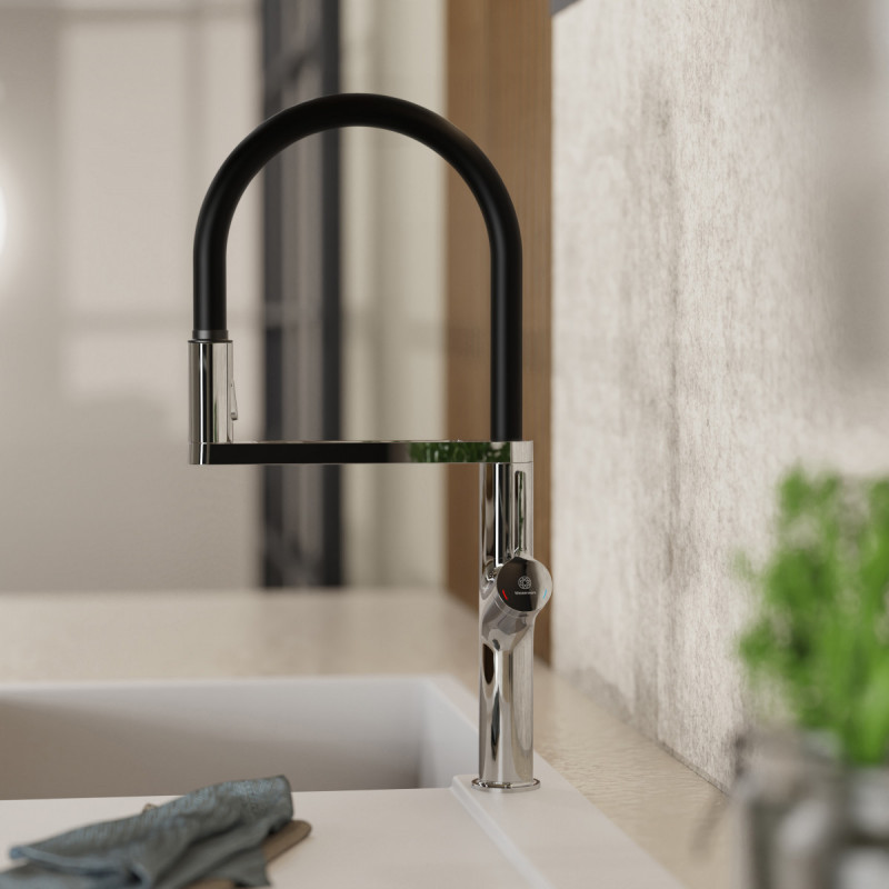 Atik, Kitchen faucet semi-pro with pull-down soft-touch hose in chrome