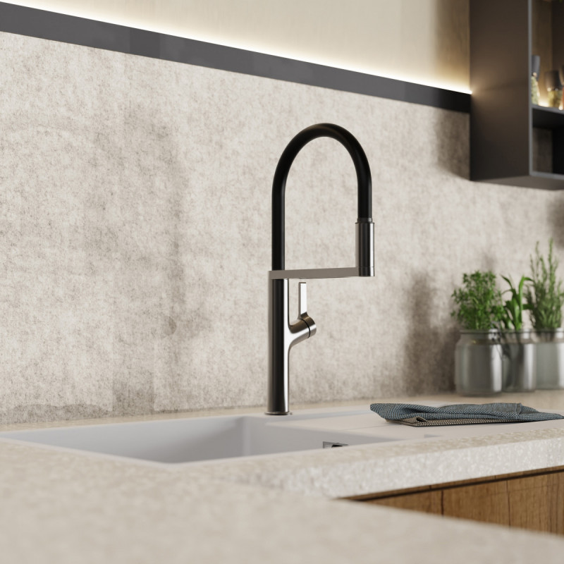 Atik, Kitchen faucet semi-pro with pull-down soft-touch hose in matte graphite