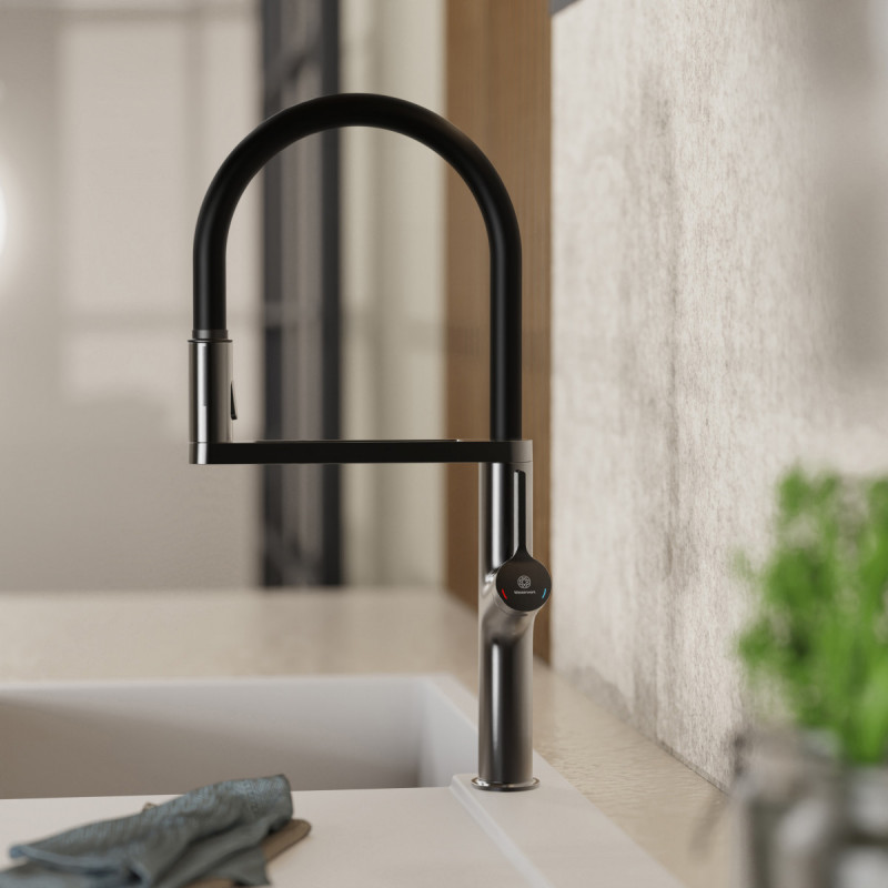 Atik, Kitchen faucet semi-pro with pull-down soft-touch hose in matte graphite