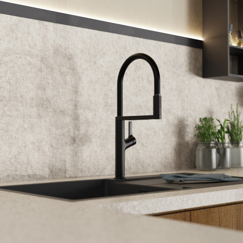 Atik, Kitchen faucet semi-pro with pull-down soft-touch hose in matte black