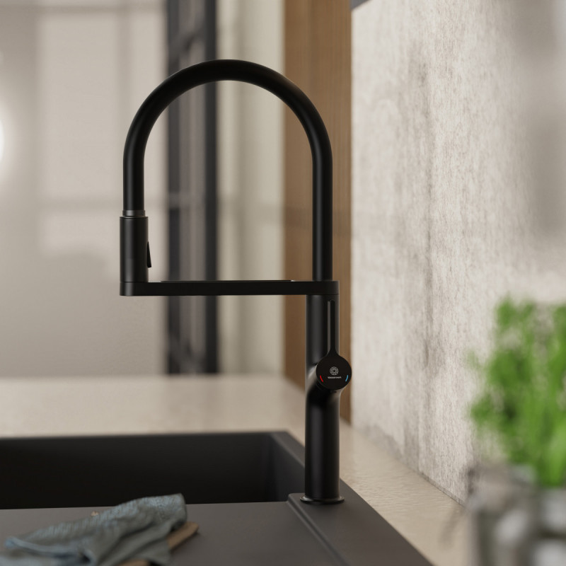 Atik, Kitchen faucet semi-pro with pull-down soft-touch hose in matte black