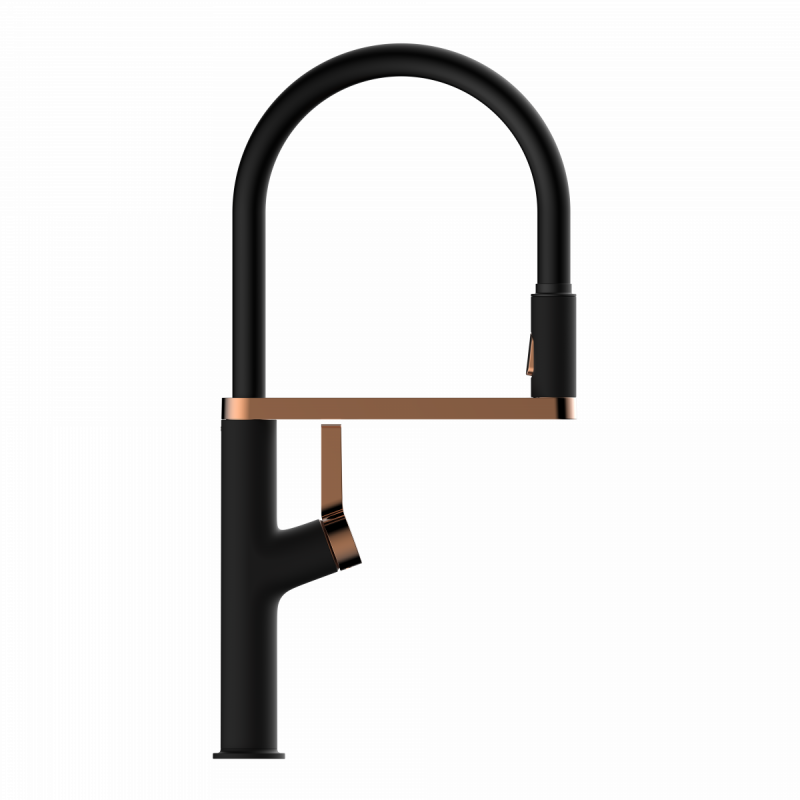 Atik, Kitchen faucet semi-pro with pull-down soft-touch hose in matte black and rose gold