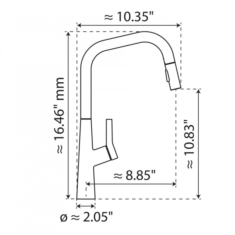 Keid Edge, Kitchen faucet with edged spout and pull-down spray in brushed nickel