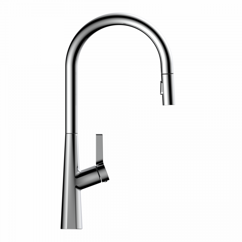 Keid Sphere, Kitchen faucet with arched spout and pull-out spray in chrome