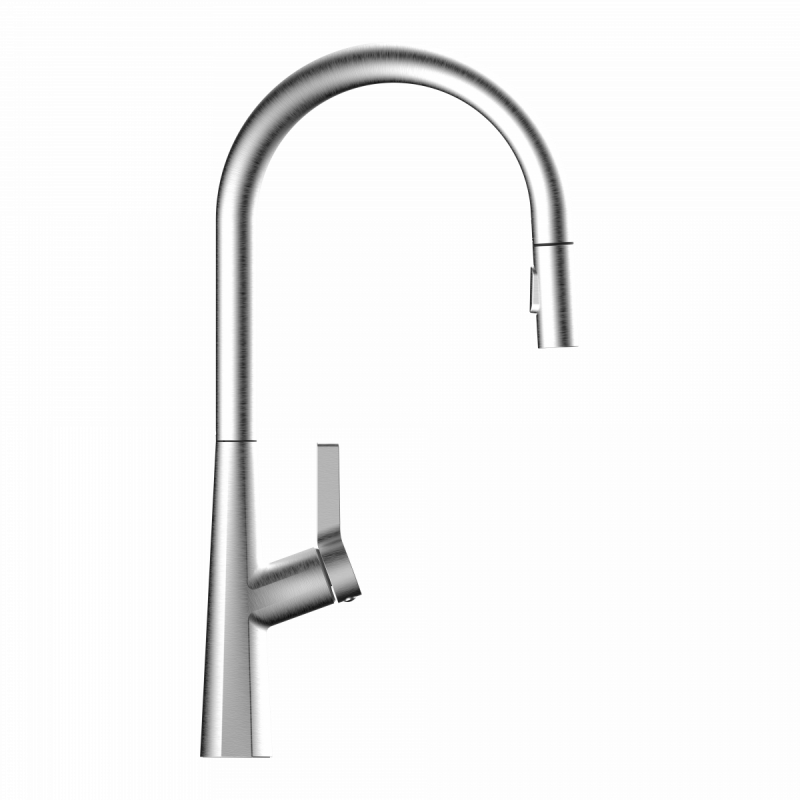 Keid Sphere, Kitchen faucet with arched spout and pull-out spray in brushed nickel