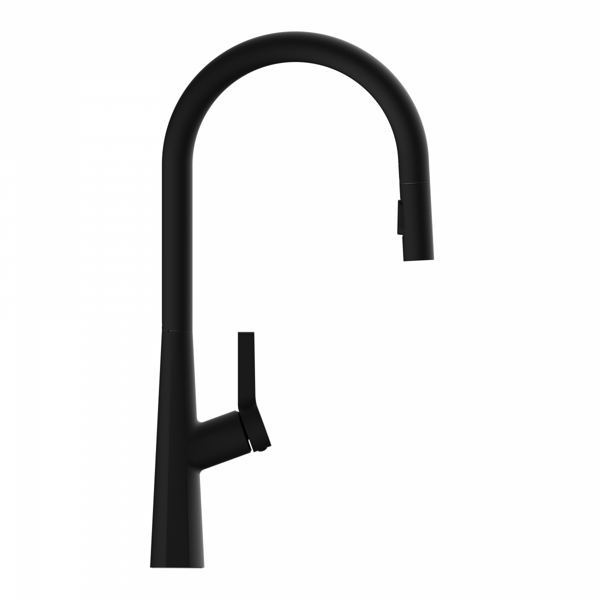 Keid Sphere, Kitchen faucet with arched spout and pull-out spray in matte black