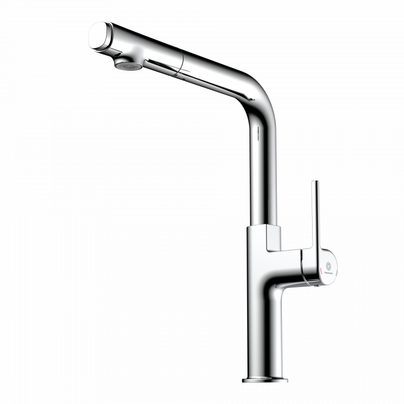 Polis, Kitchen faucet with straight spout and pull-out spray in chrome