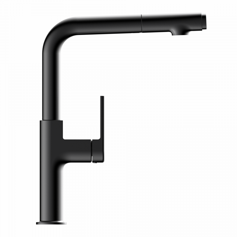 Polis, Kitchen faucet with straight spout and pull-out spray in matte graphite