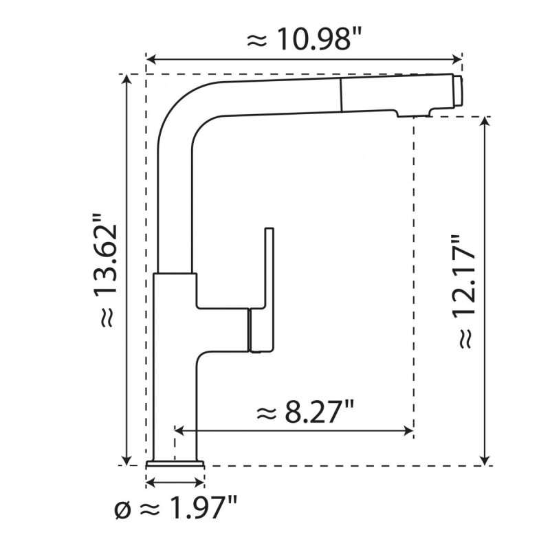 Polis, Kitchen faucet with straight spout and pull-out spray in matte graphite