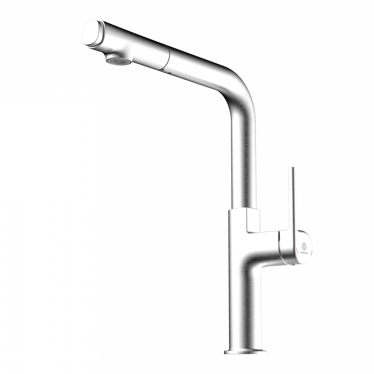 Polis, Kitchen faucet with straight spout and pull-out spray in brushed nickel