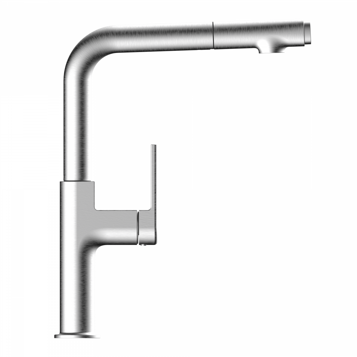 Polis, Kitchen faucet with straight spout and pull-out spray in brushed nickel