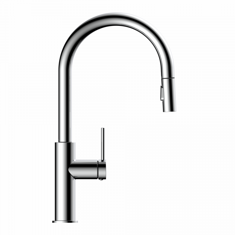 Rana Sphere, Kitchen faucet with arched spout and pull-down spray in chrome