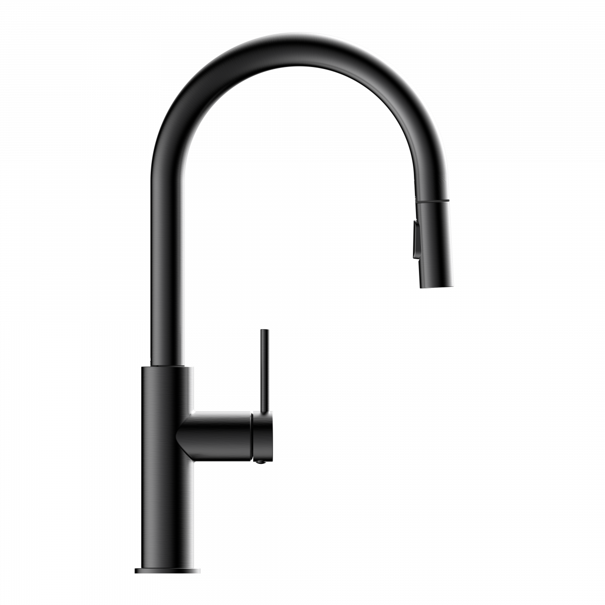 Rana Sphere, Kitchen faucet with curved spout and pull-down spray in matte graphite