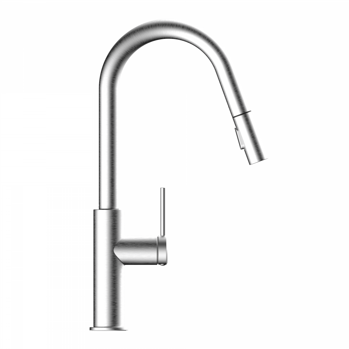 Rana Curve, Kitchen faucet with curved spout and pull-down spray in brushed nickel