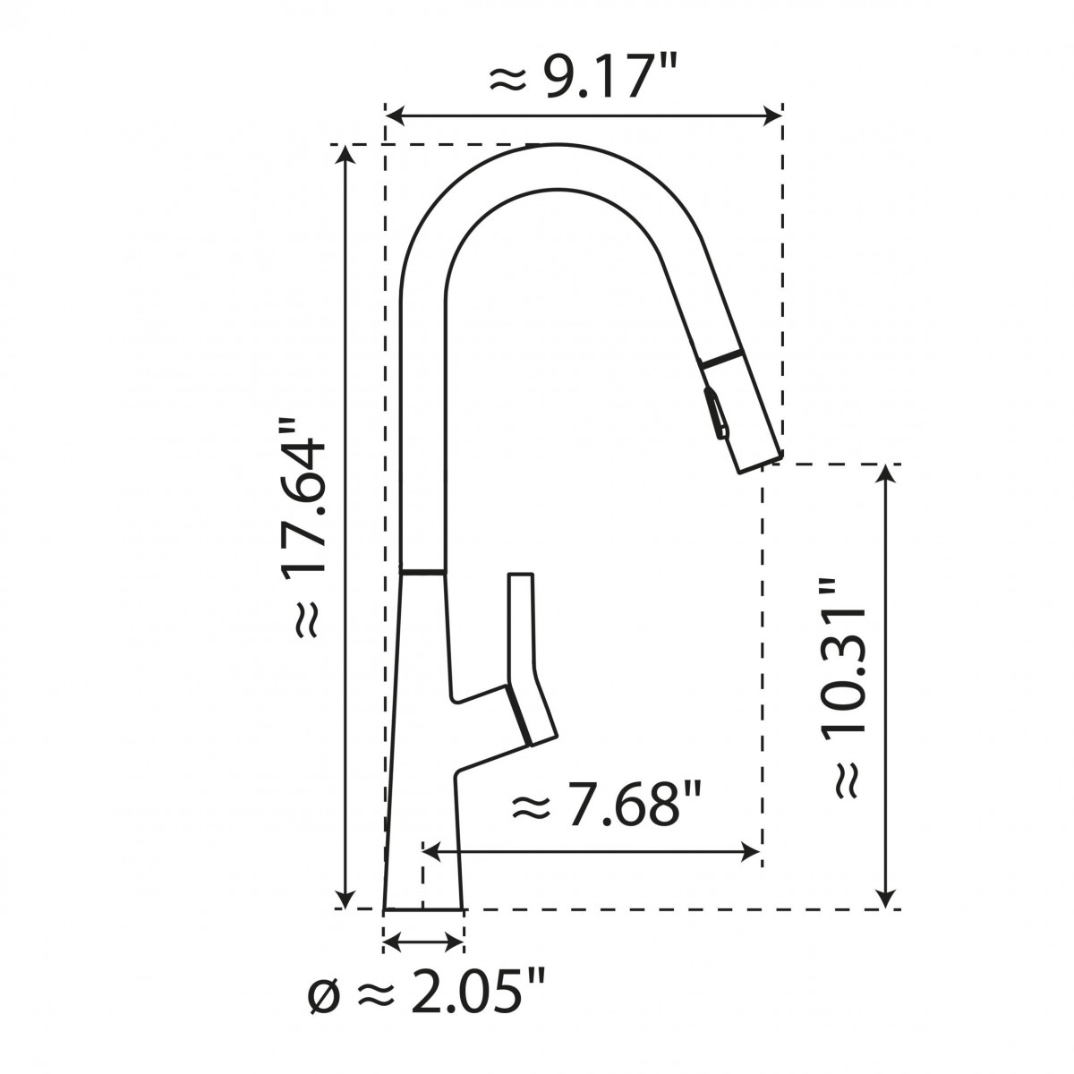 Keid Curve, Kitchen faucet with curved spout and pull-down spray in chrome