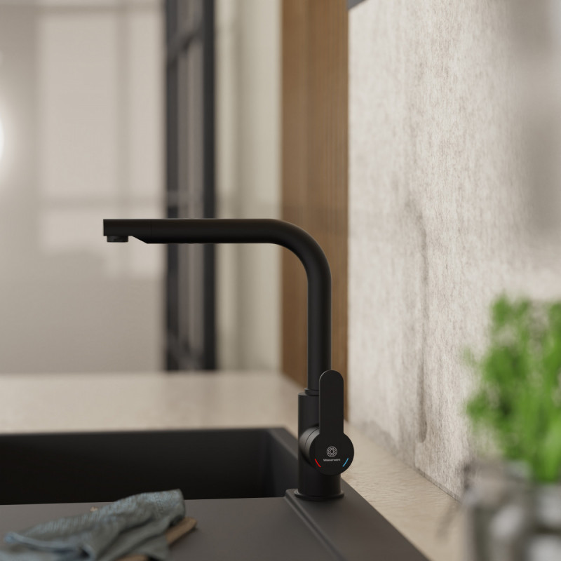 Felis Straight, Kitchen faucet with straight spout in matte black