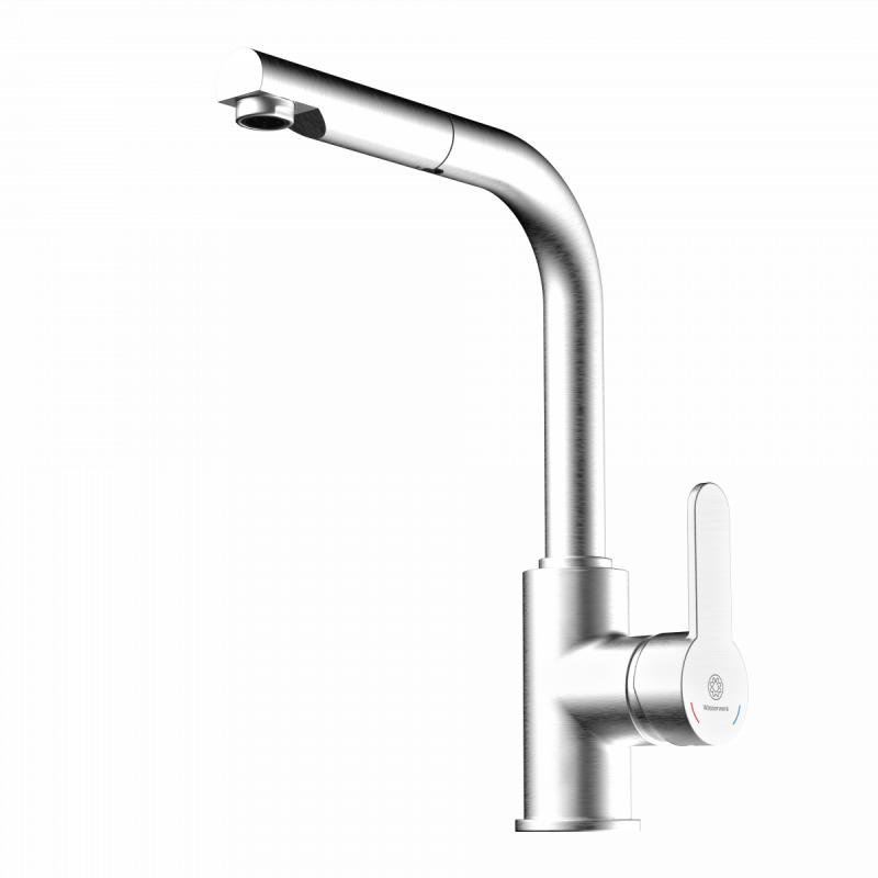 Felis Pull-Out Straight, Kitchen faucet with pull-out straight spout in brushed nickel